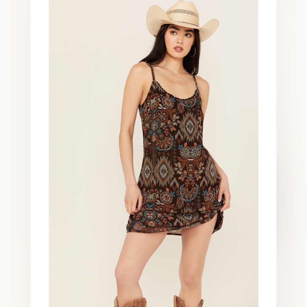 Shyanne Multicolor‎ Floral Pattern mini dress small country boho